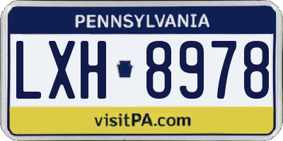 PA license plate LXH8978