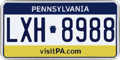 PA license plate LXH8988