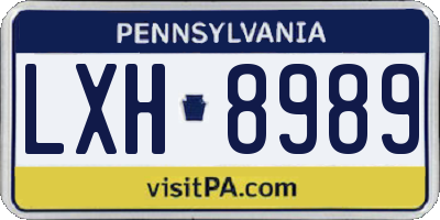 PA license plate LXH8989