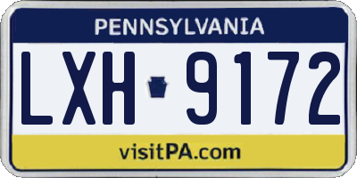 PA license plate LXH9172