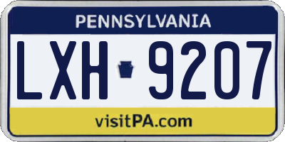 PA license plate LXH9207