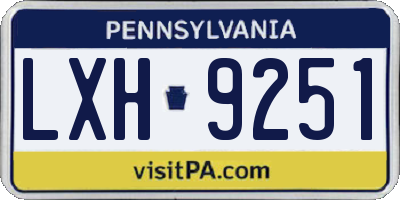 PA license plate LXH9251