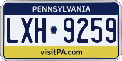 PA license plate LXH9259