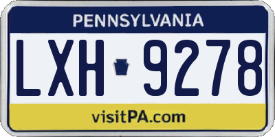 PA license plate LXH9278