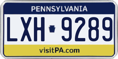 PA license plate LXH9289