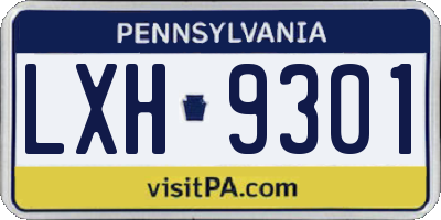 PA license plate LXH9301