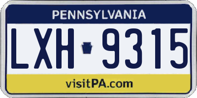 PA license plate LXH9315
