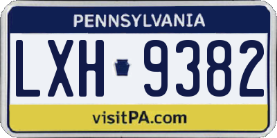 PA license plate LXH9382