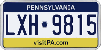 PA license plate LXH9815