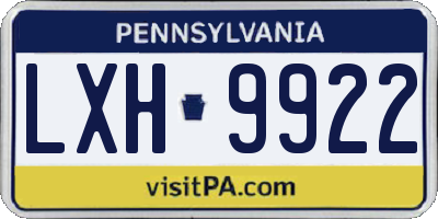 PA license plate LXH9922
