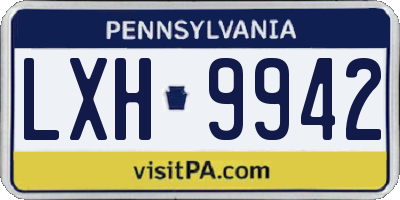 PA license plate LXH9942