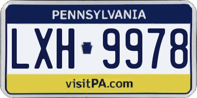 PA license plate LXH9978