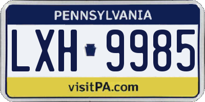 PA license plate LXH9985