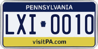 PA license plate LXI0010