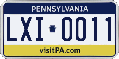 PA license plate LXI0011