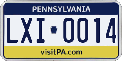 PA license plate LXI0014