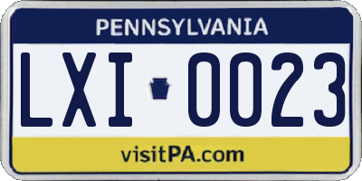 PA license plate LXI0023