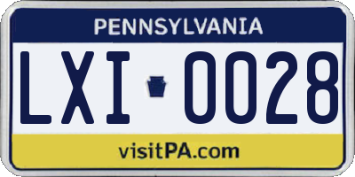 PA license plate LXI0028