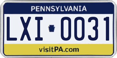 PA license plate LXI0031