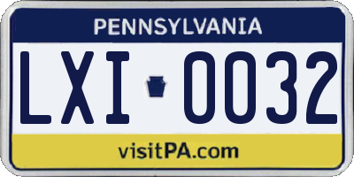 PA license plate LXI0032