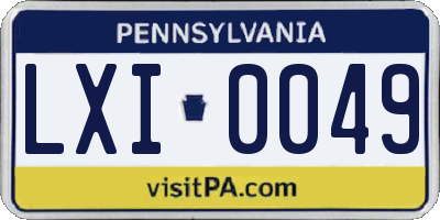 PA license plate LXI0049