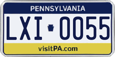 PA license plate LXI0055