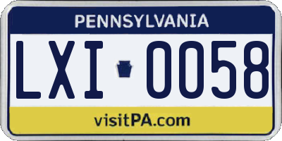 PA license plate LXI0058