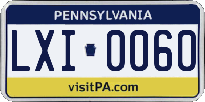 PA license plate LXI0060