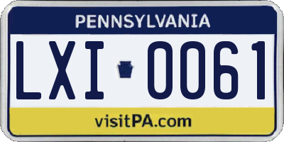 PA license plate LXI0061