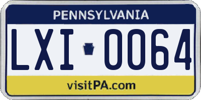 PA license plate LXI0064