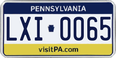 PA license plate LXI0065