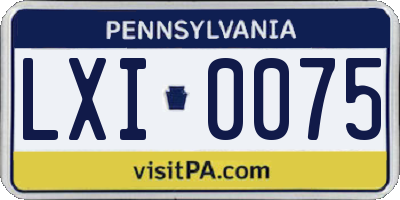 PA license plate LXI0075