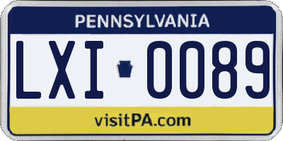 PA license plate LXI0089