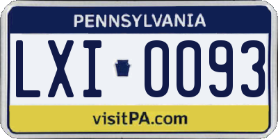 PA license plate LXI0093