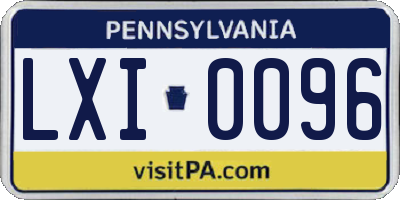 PA license plate LXI0096