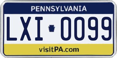 PA license plate LXI0099
