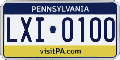 PA license plate LXI0100
