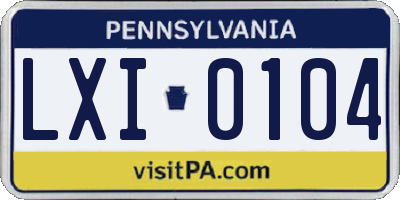 PA license plate LXI0104