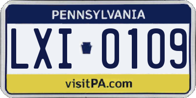 PA license plate LXI0109