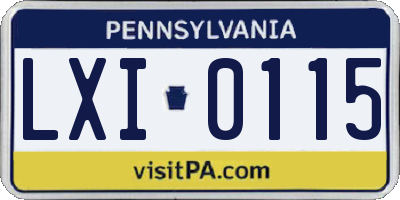 PA license plate LXI0115