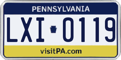 PA license plate LXI0119