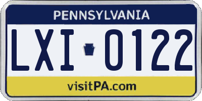 PA license plate LXI0122