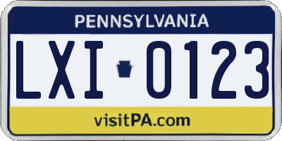 PA license plate LXI0123