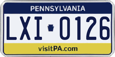 PA license plate LXI0126