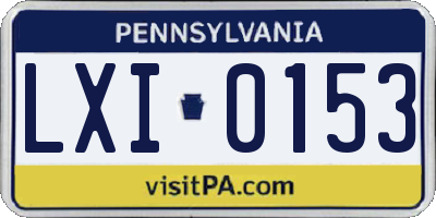 PA license plate LXI0153