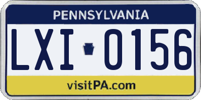 PA license plate LXI0156