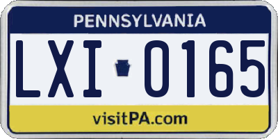PA license plate LXI0165