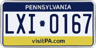 PA license plate LXI0167