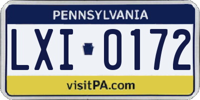 PA license plate LXI0172