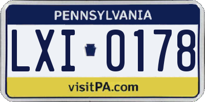 PA license plate LXI0178